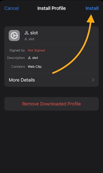 Step 4: open the app profile and tap install.