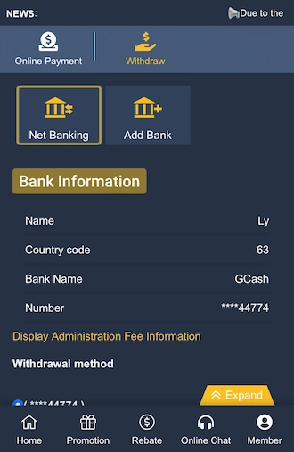 Step 3: Select withdrawal account