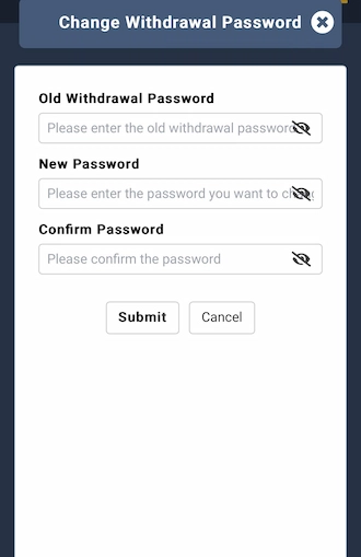 Step 3: enter the new withdrawal password and confirm it again.